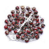 Catholic Red Cloisonne Glass Rosary