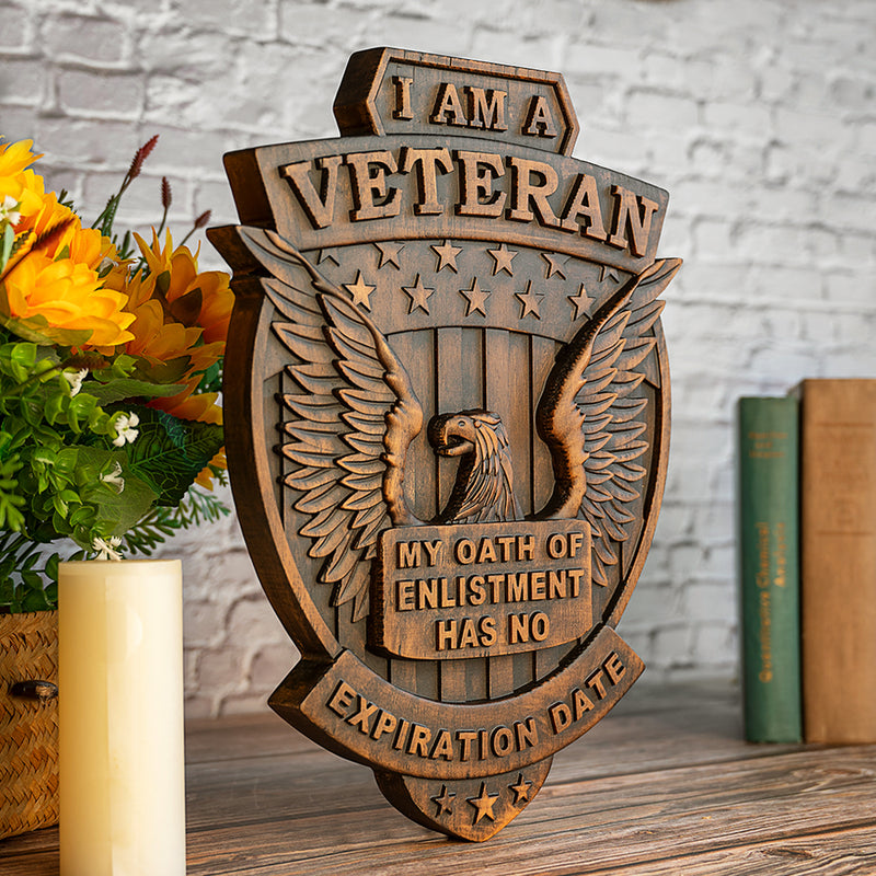 I Am a Veteran Wood Carving wall decoration - Best Veterans Day Gift