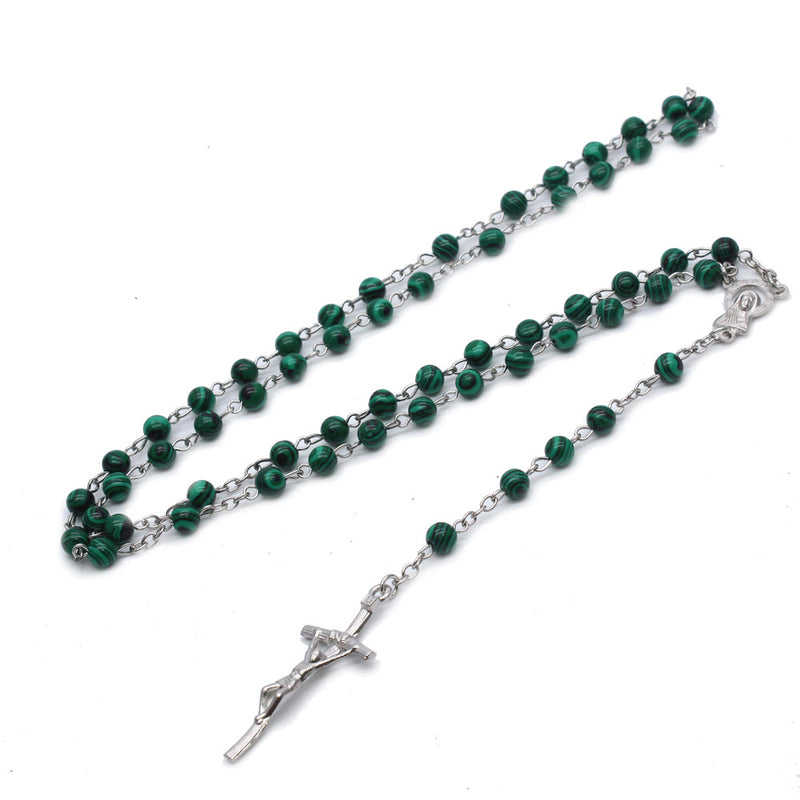 Natural malachite rosary