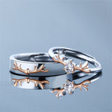 Couples Antlers Matching Promise Ring in Sterling Silver