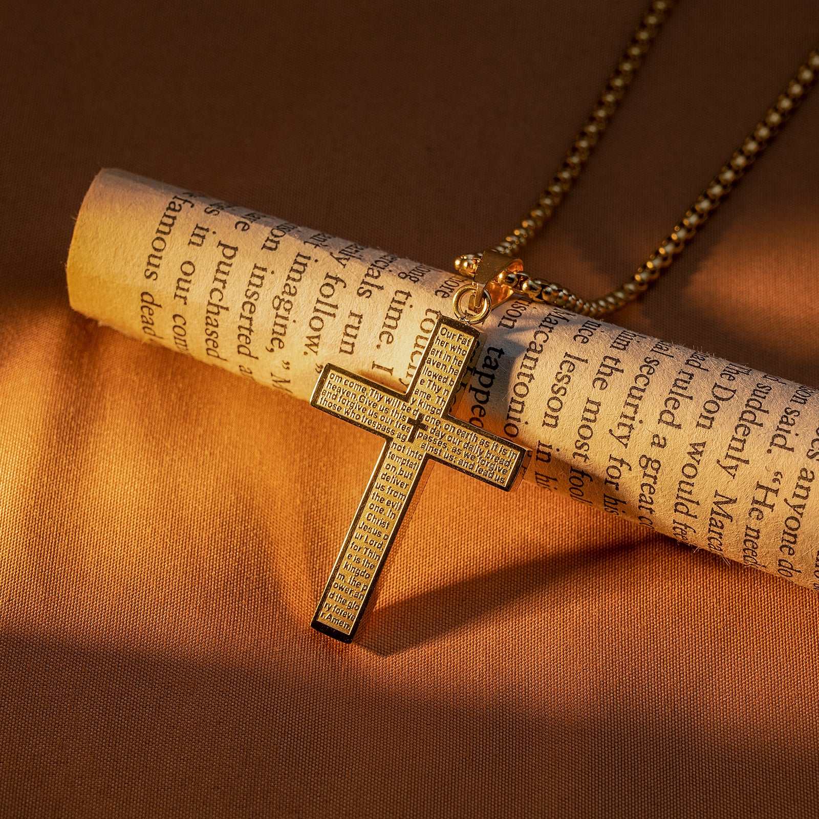 Stainless Steel Lord's Prayer Cross Necklace – BGCOPPER