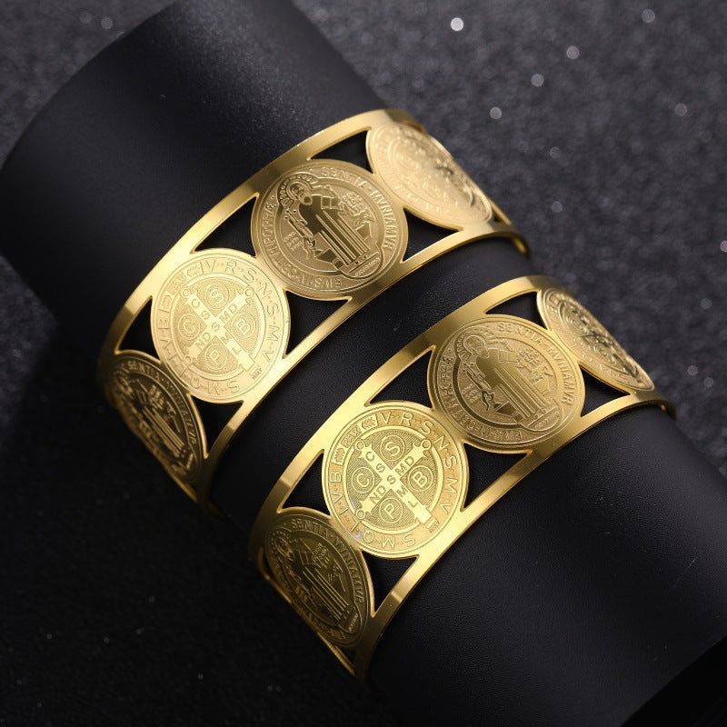 Saint Benedict Open Adjustable Medal Bracelet