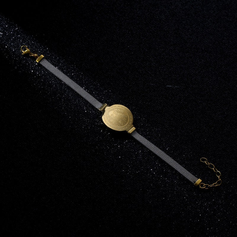Saint Benedict Medal Milanese band Bracelet - Adjustable Size