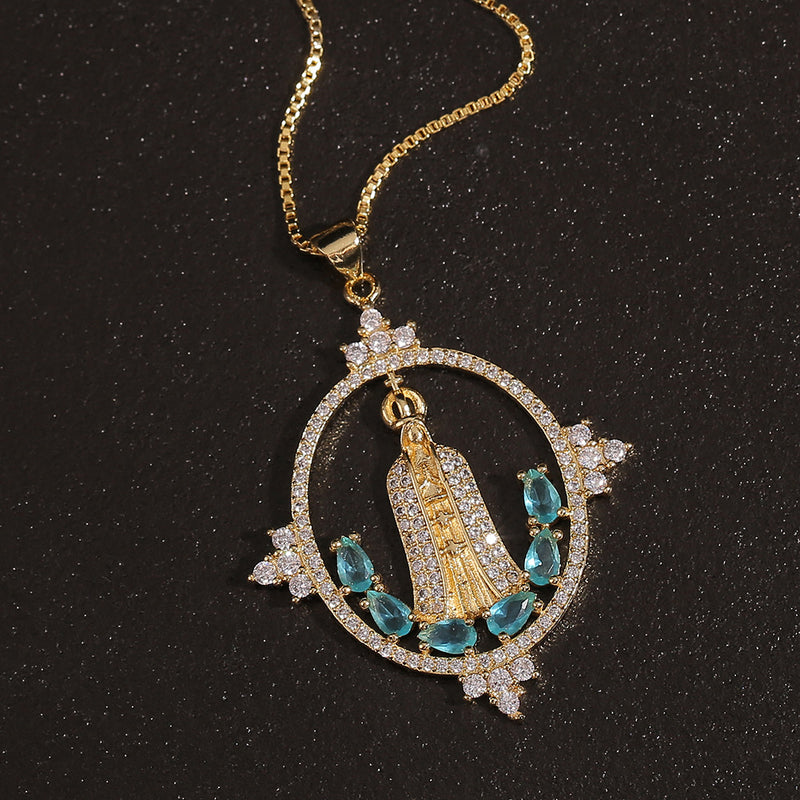 Luxury Geometric Zircon Madonna Pendant