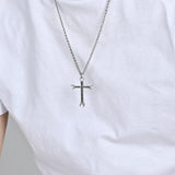 Men's Stainless Steel Wrench Cross Necklace