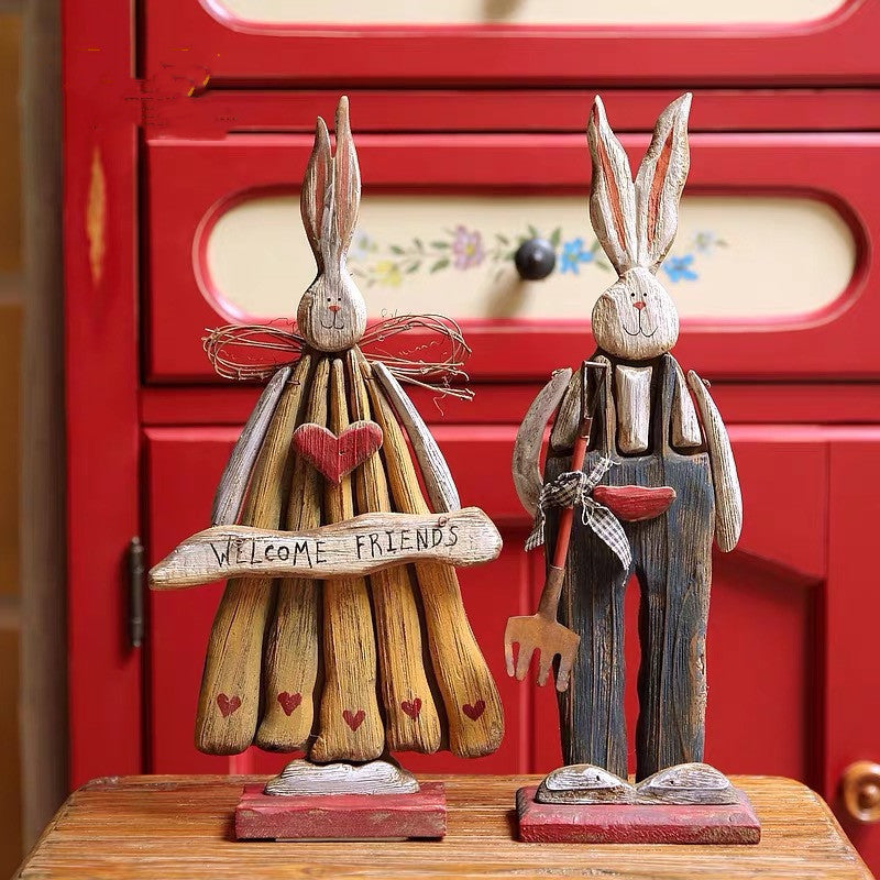 Wooden Easter Bunny Decor