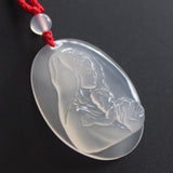 Natural White Chalcedony Virgin Mary Holding Baby Jesus pendant