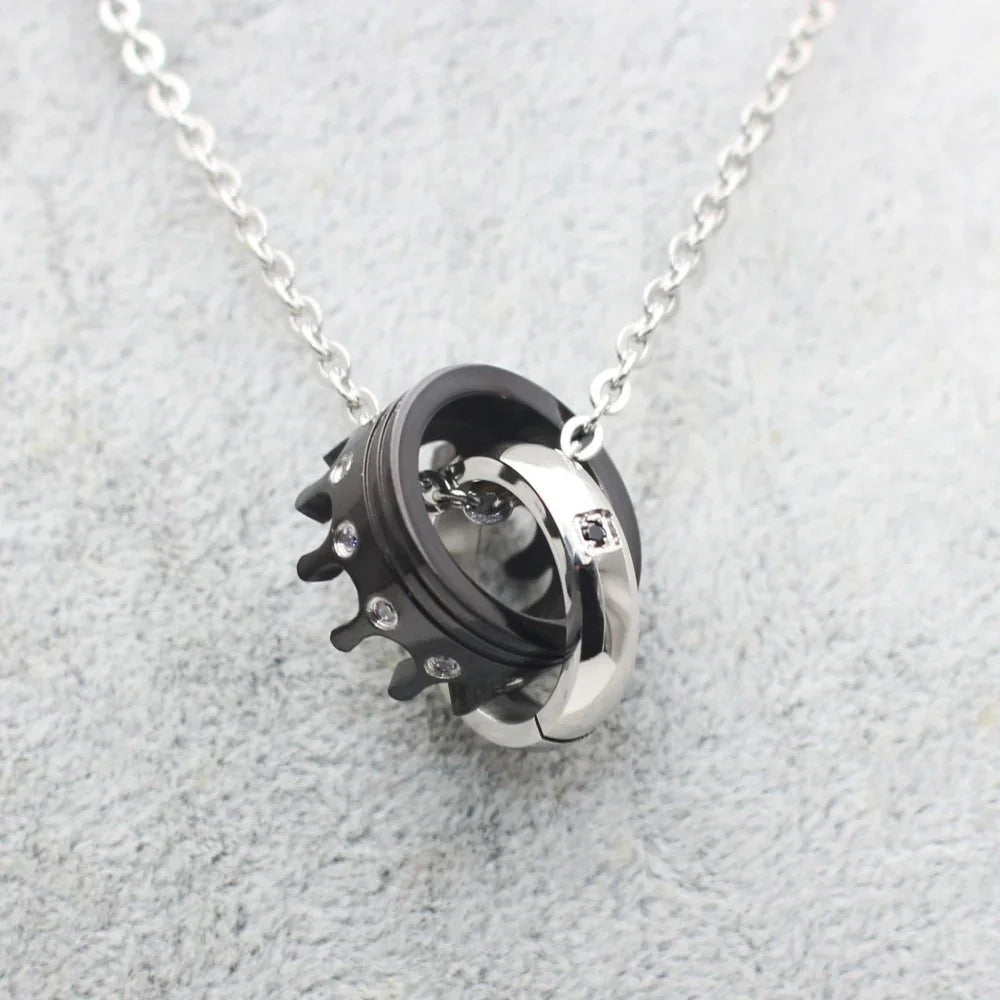 OIDEA His Queen Her King Matching Couples Jewelry Set - Stainless Steel Bracelets & Heart Necklace - View #13