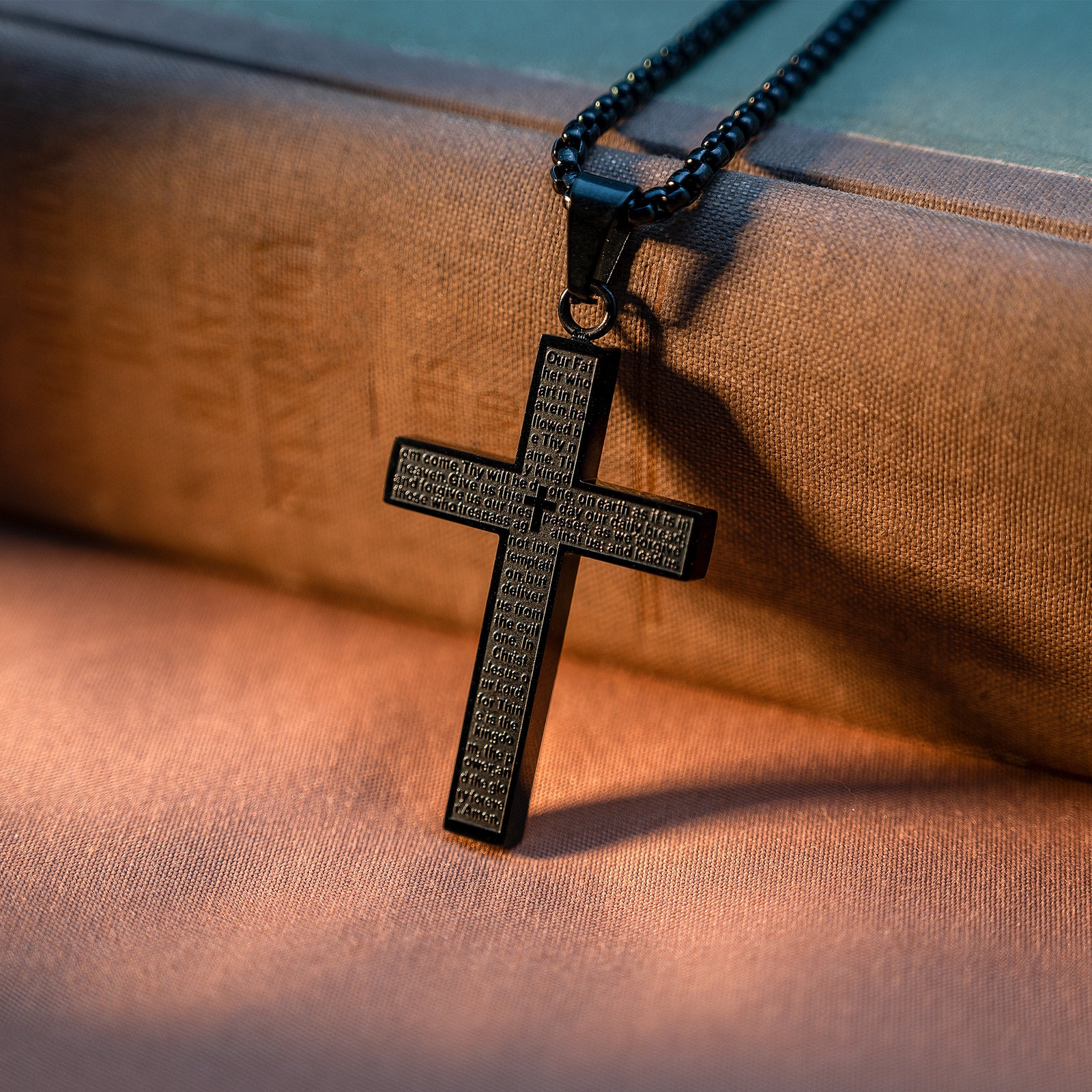 Stainless Steel Lord's Prayer Cross Necklace – BGCOPPER
