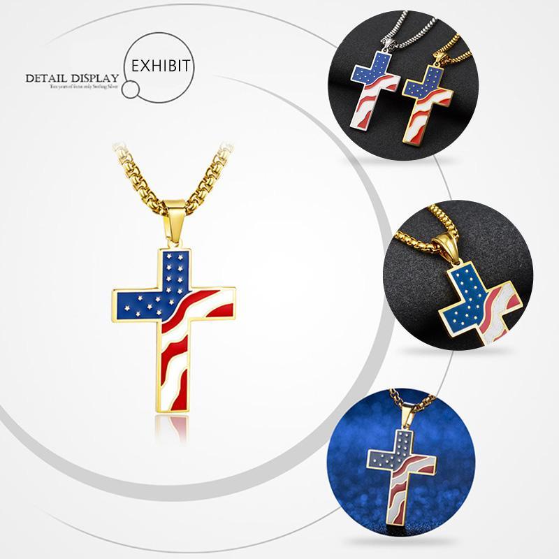 GOD BLESS AMERICA-AMERICAN FLAG CRUCIFIX - BGCOPPER
