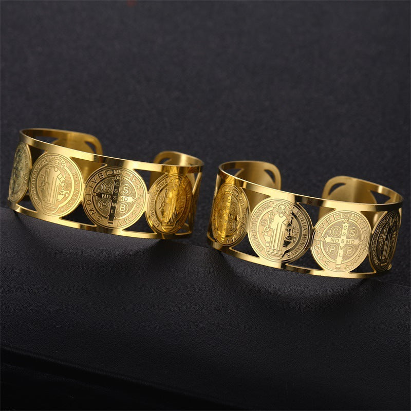Saint Benedict Open Adjustable Medal Bracelet