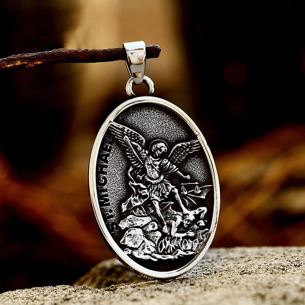 Bgcopper ST.Michael Archangel Stainless Steel Necklace,the patron Saint of law enforcement