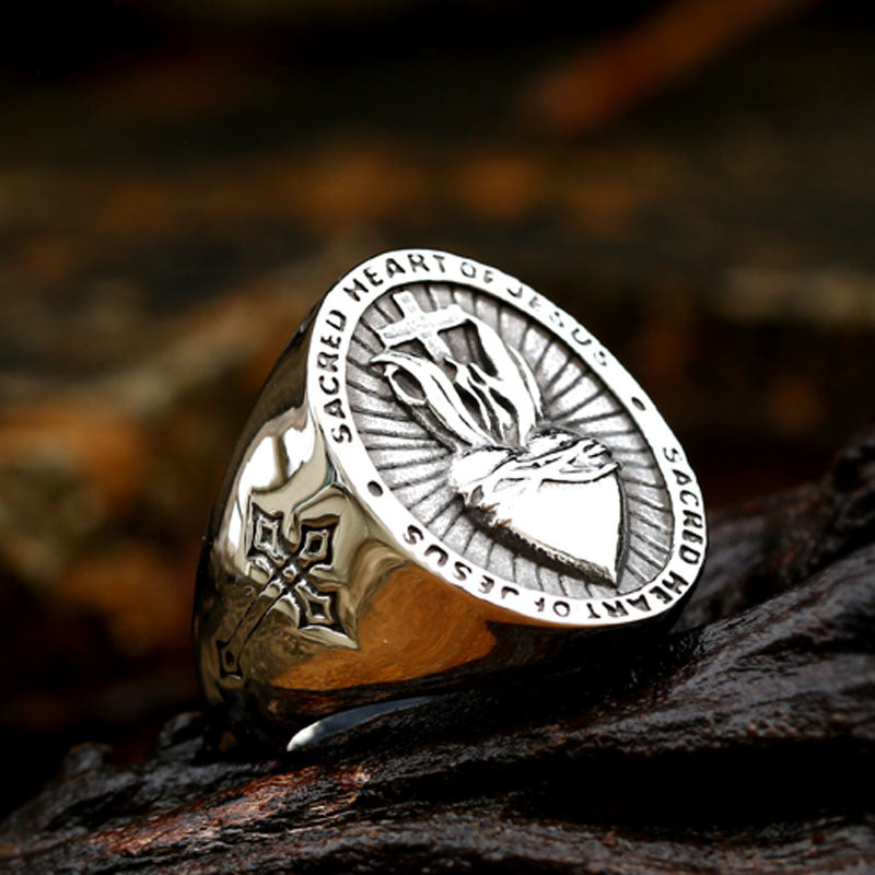 Sacred heart discount signet ring