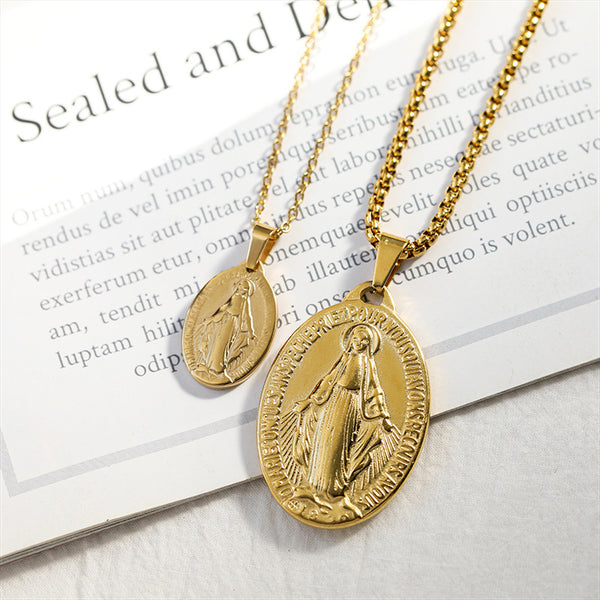 Miraculous mary cheap medal necklace
