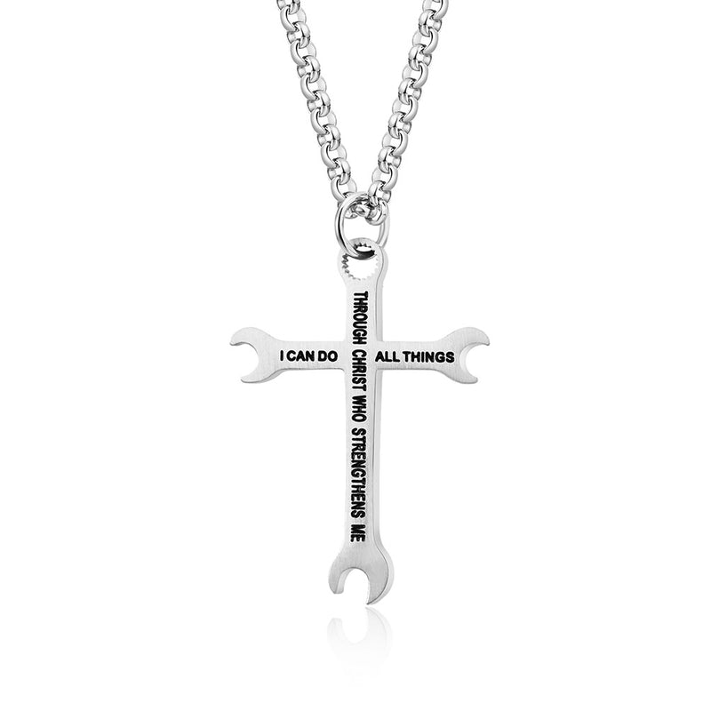 Men's Stainless Steel Wrench Cross Necklace