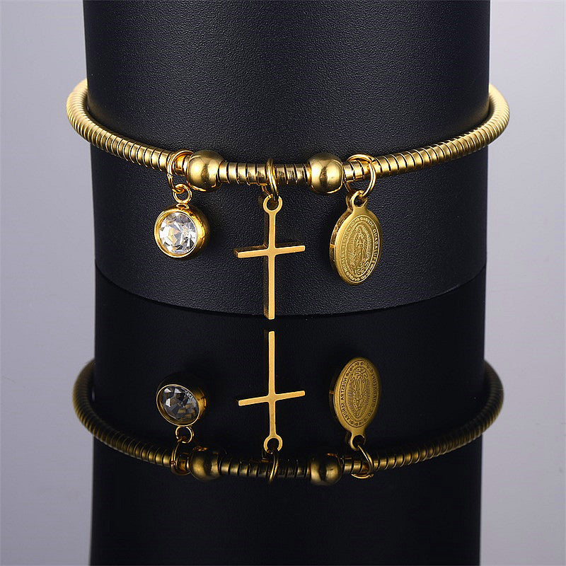 Virgin Mary Cross Bracelet