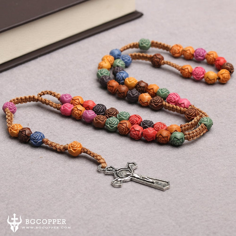 Colorful Rose Beads Rosary Necklace