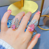 Adjustable Angel Wings Gem Ring