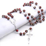 Catholic Red Cloisonne Glass Rosary