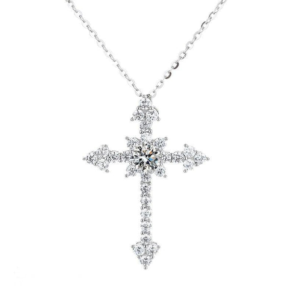 S925 Moissanite 50 Points D Color Cross Necklace-Christmas Gift - BGCOPPER