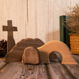 Bgcopper Solid Wood Empty Tomb with Jesus Easter Scene Decoration - Artwork for Home