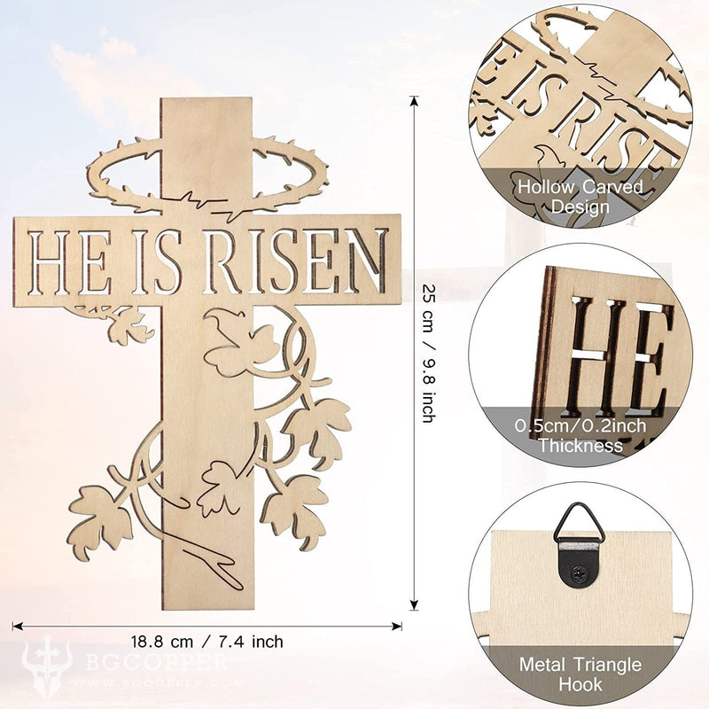 Easter Wooden He Is Risen Wooden Ornaments - Paint your favorite color