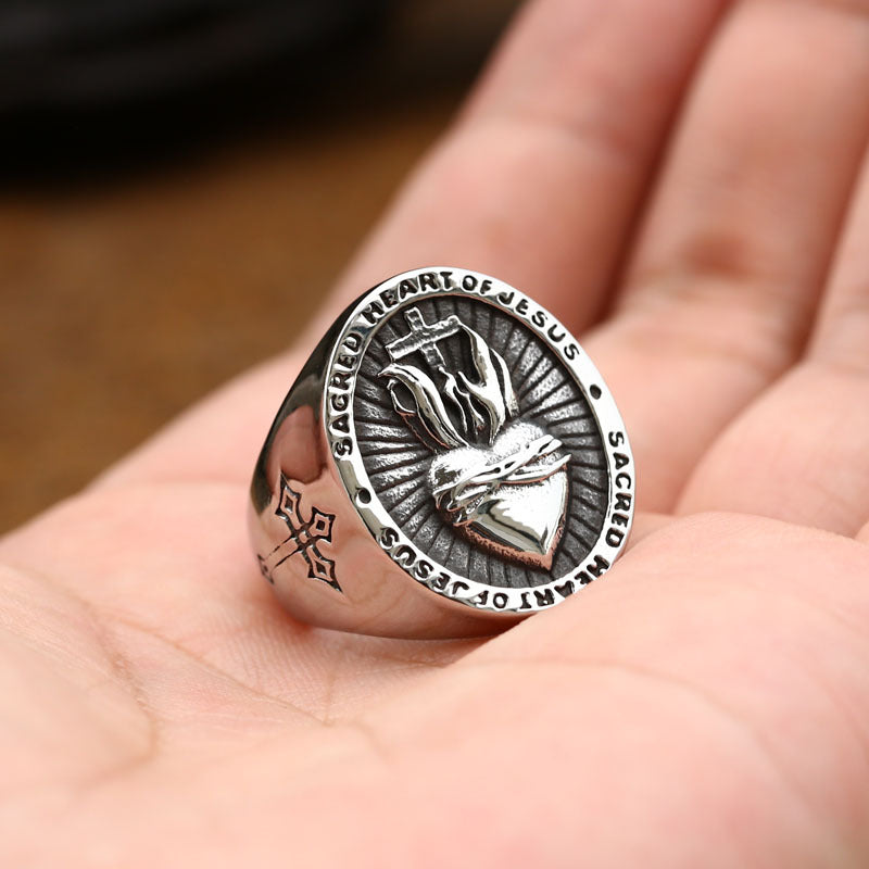 Sacred Heart Medallion Ring