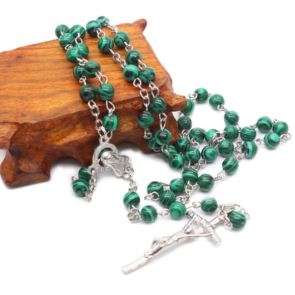 Natural malachite rosary