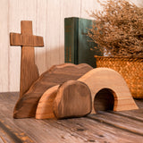 Bgcopper Solid Wood Empty Tomb with Jesus Easter Scene Decoration - Artwork for Home