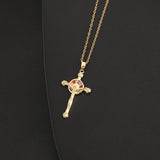 Creative design niche copper micro-set color zircon cross necklace pendant Europe and the United States