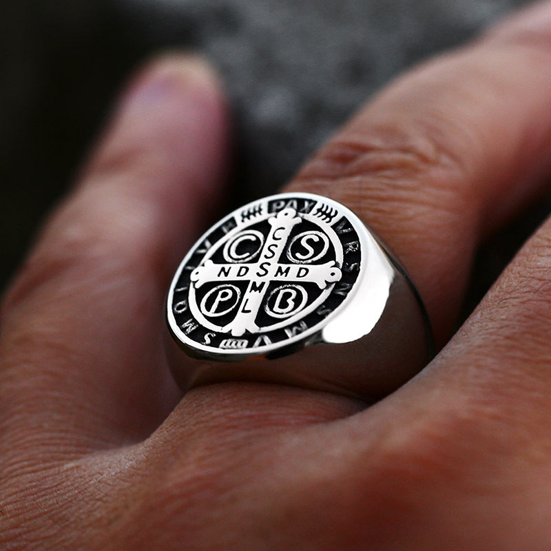 Saint Benedict Medal Stainless Steel Ring