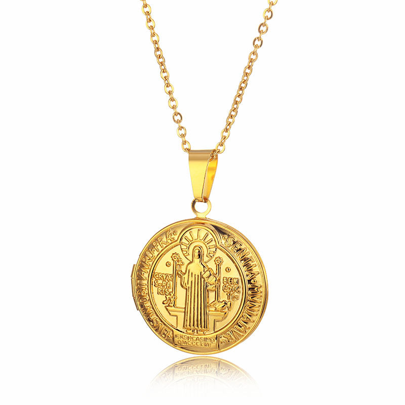 Saint Benedict Medal Photo Locket Necklace