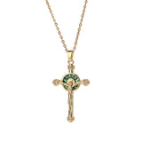 Creative design niche copper micro-set color zircon cross necklace pendant Europe and the United States