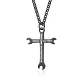 Men's Stainless Steel Wrench Cross Necklace