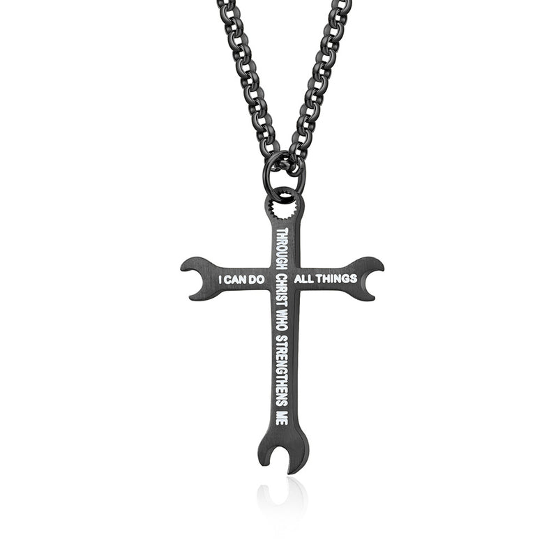 Men's Stainless Steel Wrench Cross Necklace