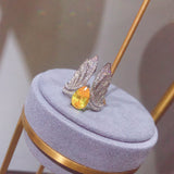 Adjustable Angel Wings Gem Ring