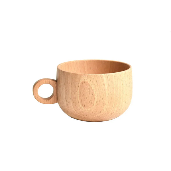 Natural Beech Wooden Tea Coffee Cup Mug With Spoon Saucer - BGCOPPER