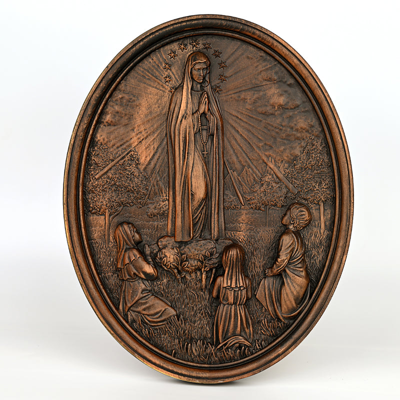 Our Lady of Fatima Wood Carving Decoration - Virgin Wall Pendant