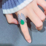 Adjustable Angel Wings Gem Ring
