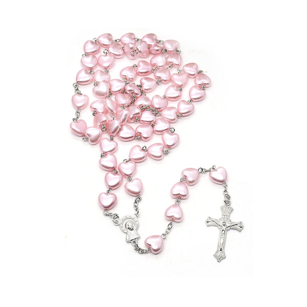 Pink Heart Glass Love Rosary