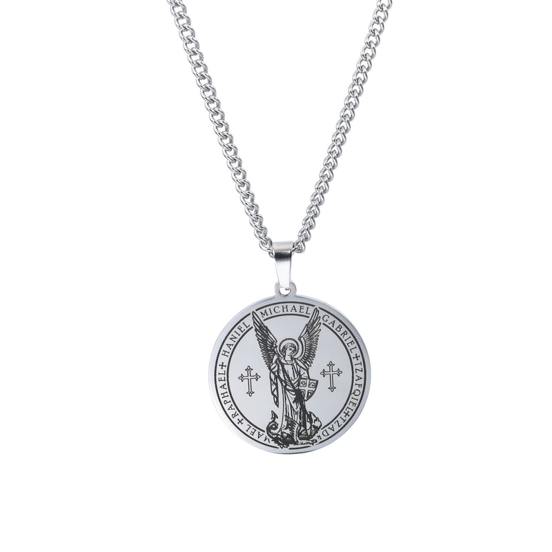 ST.Michael Archangel Stainless Steel Round Necklace