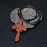Handmade Blood Sandalwood Jesus Cross Necklace