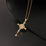 Creative design niche copper micro-set color zircon cross necklace pendant Europe and the United States