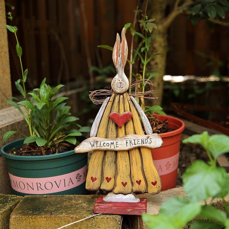 Wooden Easter Bunny Decor