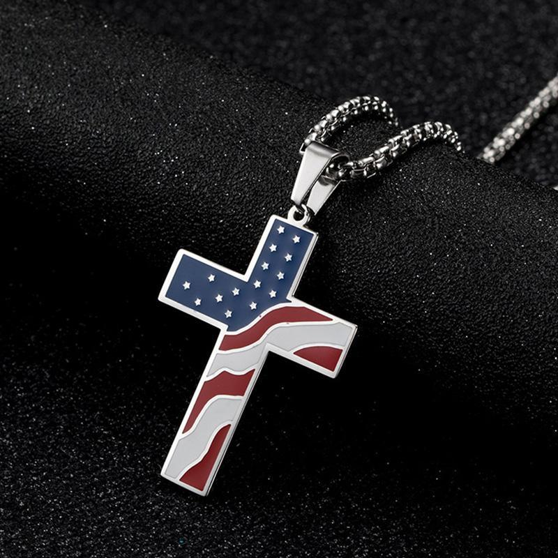 GOD BLESS AMERICA-AMERICAN FLAG CRUCIFIX - BGCOPPER
