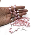 Pink Heart Glass Love Rosary