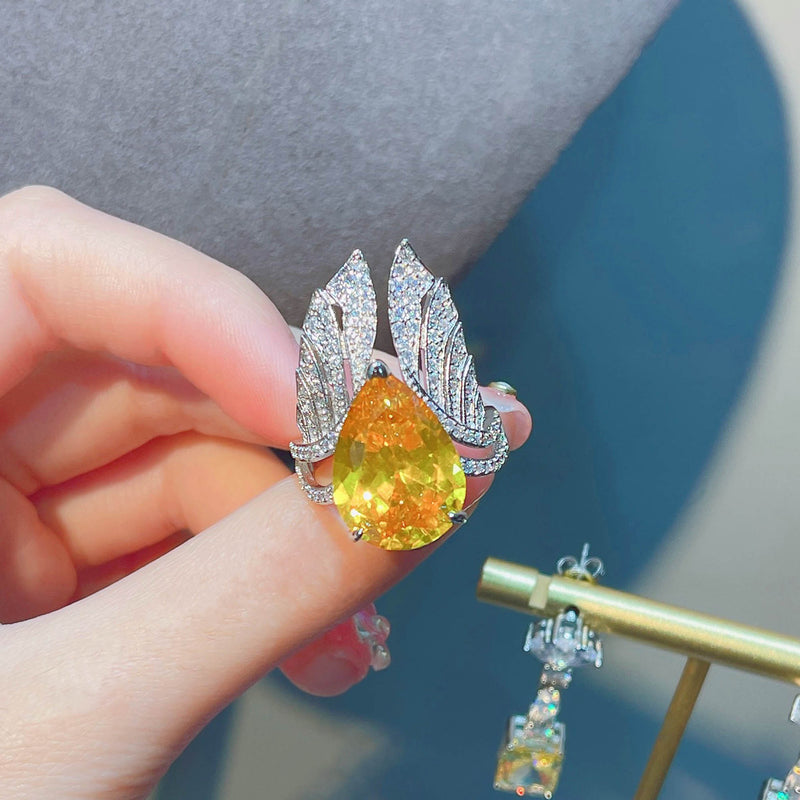 Adjustable Angel Wings Gem Ring