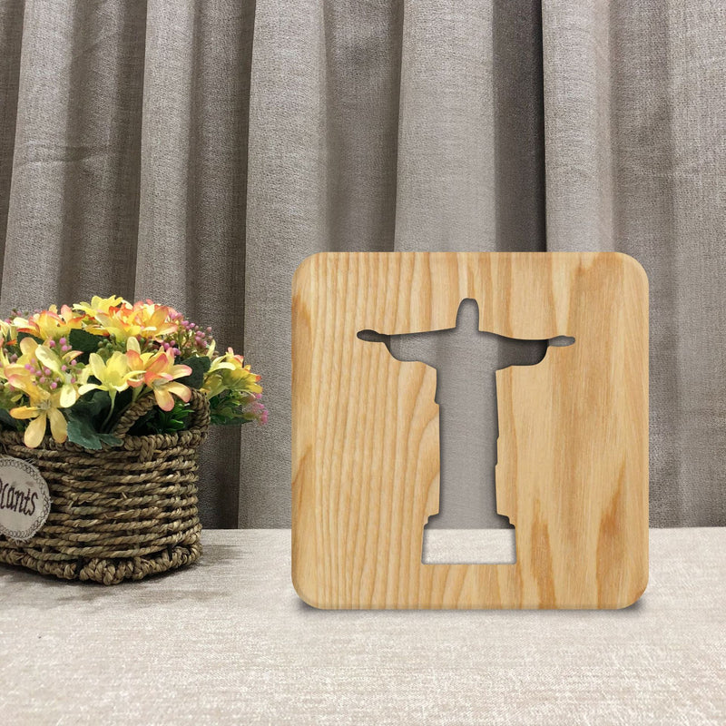 Jesus, Cross, Church, Holy spirit night light, religious wooden 3D mood light