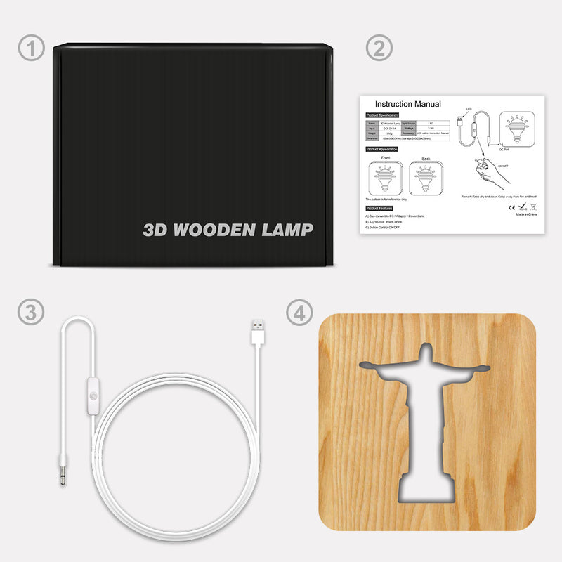 Jesus, Cross, Church, Holy spirit night light, religious wooden 3D mood light