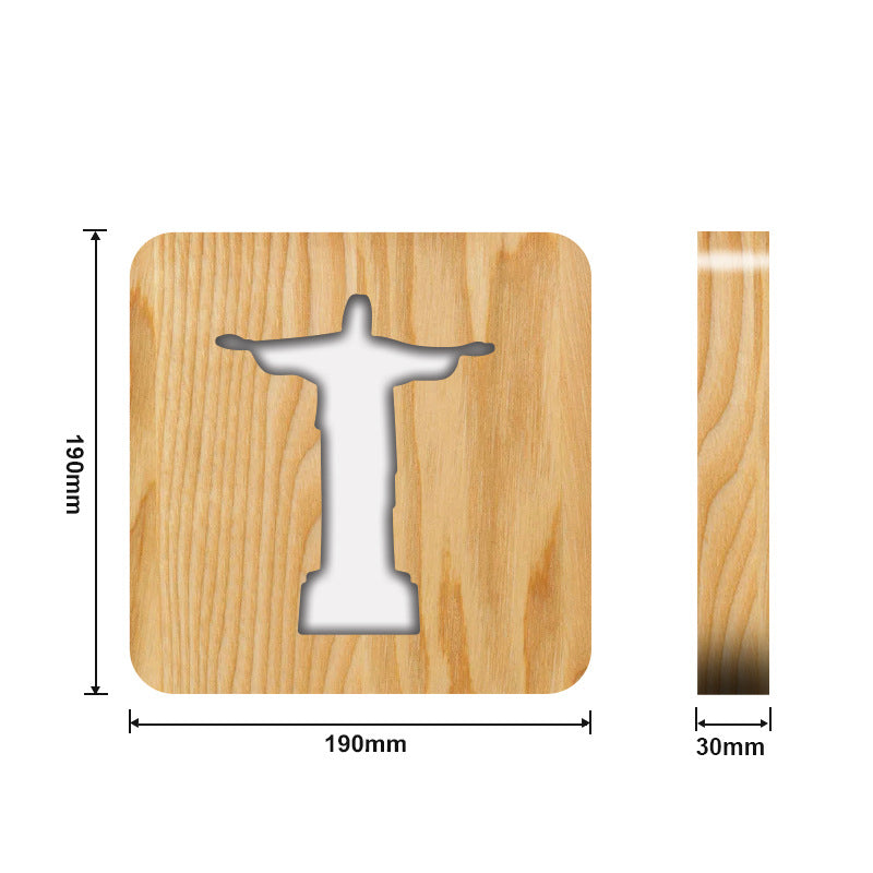 Jesus, Cross, Church, Holy spirit night light, religious wooden 3D mood light